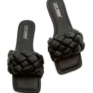 Cape Robbin black puffy braided slides Vagabond they run small NIB